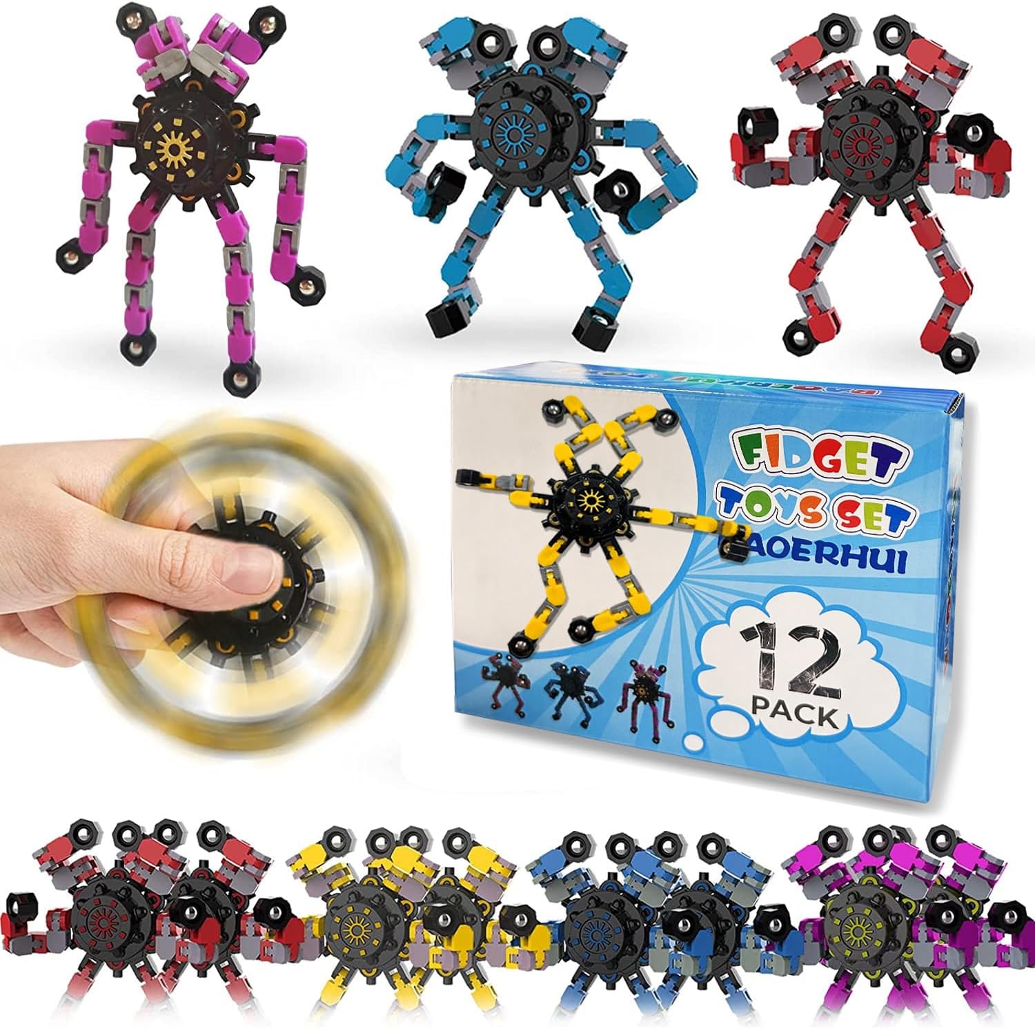 Deformable Chain Robot Spinners: Stress Relief Fun!