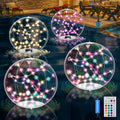 LuckSky 4 Pack Inflatable Solar Floating Pool Lights - Colorful RGBW