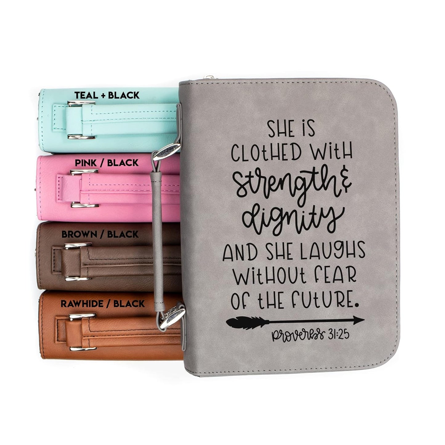 She Is Clothed With Strength & Dignity Faux Leather Bible Cover