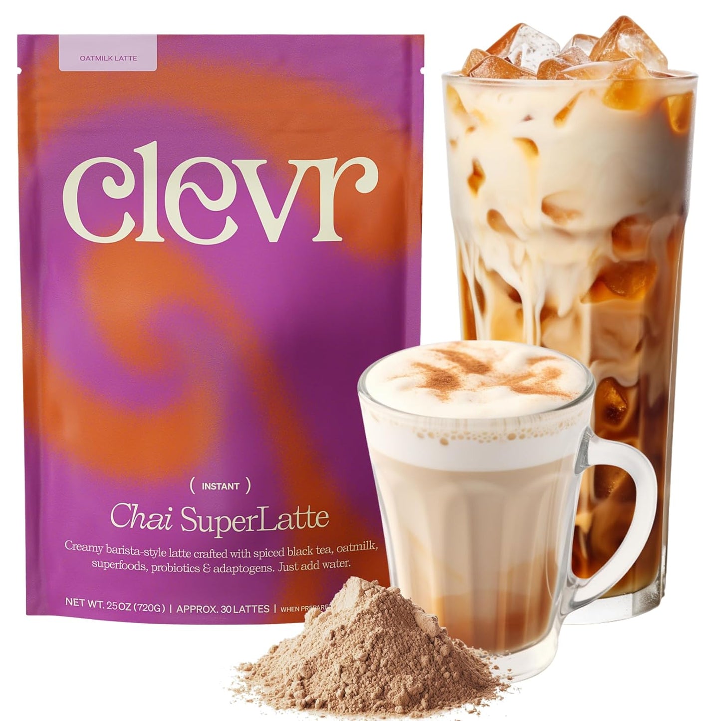 Clevr Blends Chai Tea Latte Instant Superfood Powder Blend
