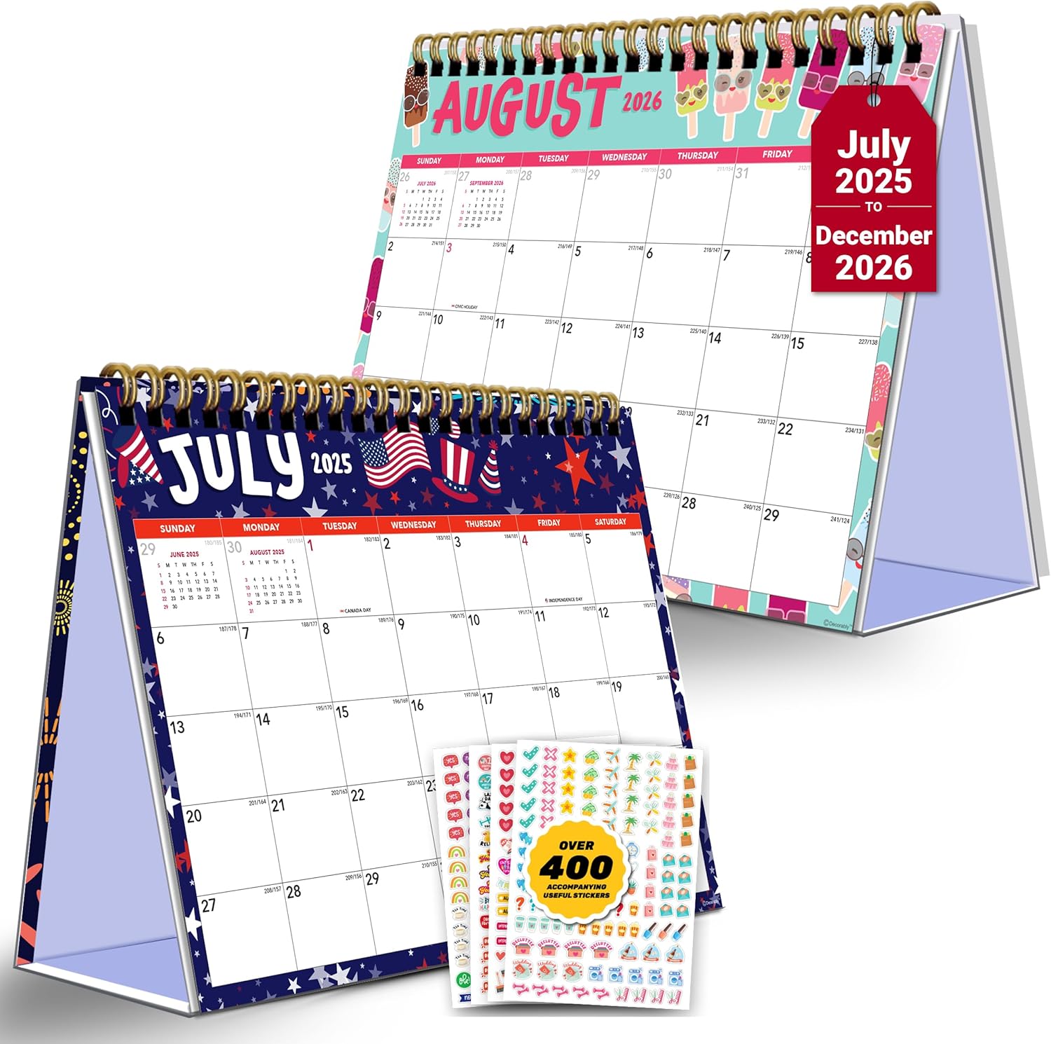 Colorful Desk Calendar 2025-2026 for Office & Home