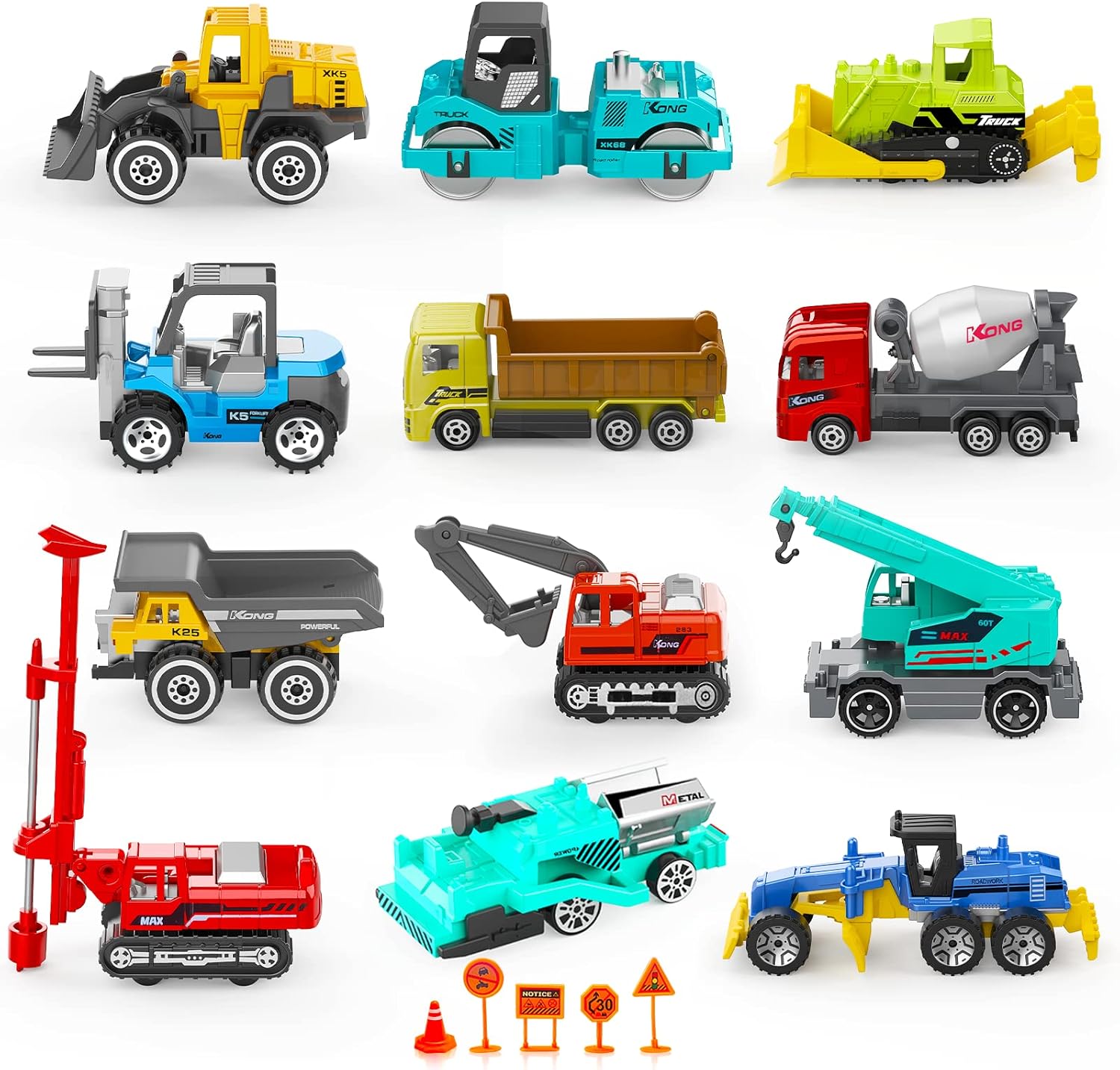 17 Mini Metal Construction Vehicles Toys for Boys - Staroud