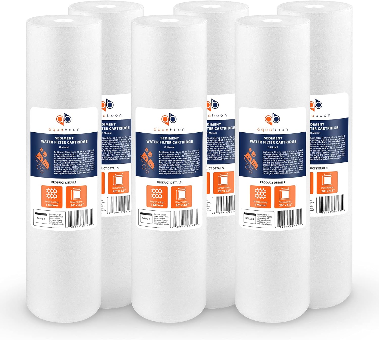 Aquaboon 1 Micron 20in Sediment Water Filter for Whole House