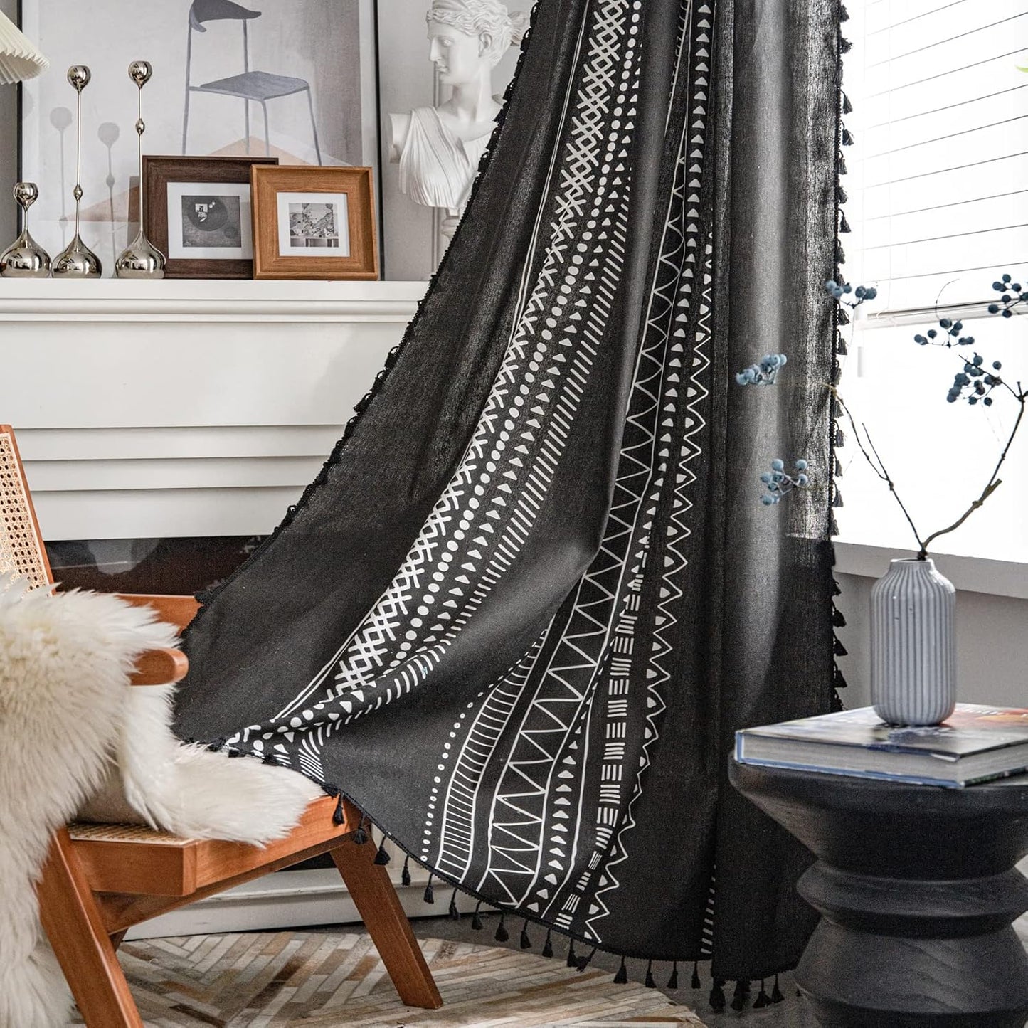 Boho Semi-Blackout Curtains for Living Room and Bedroom Decor
