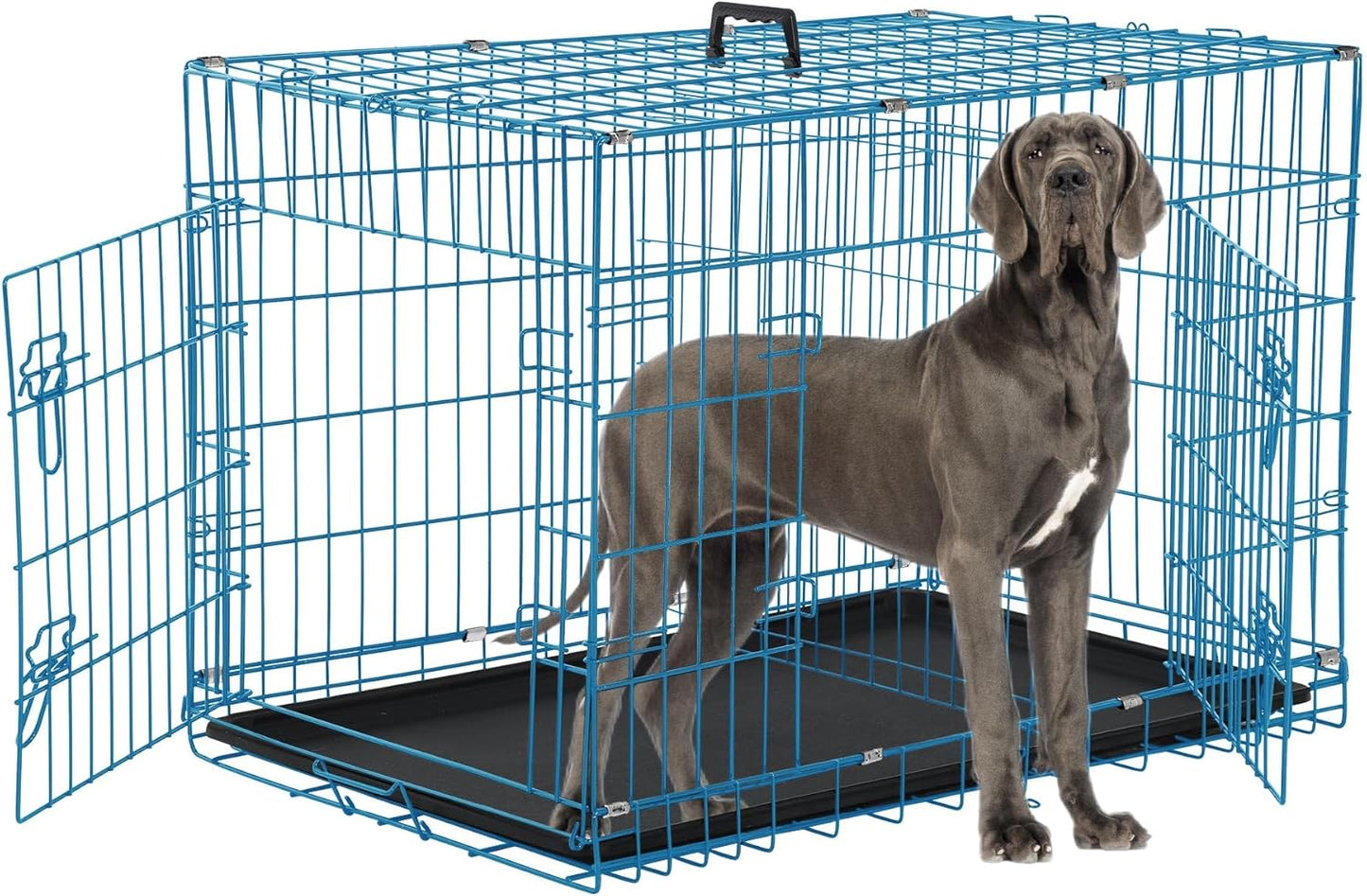 Genoro 48in Foldable Dog Kennel - Double Door Crate for Large Dogs
