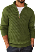 Mens Quarter Zip Sweater Casual Slim Fit Pullover - Clean Twill