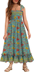 Girls Smocked Maxi Beach Dress 6-13 Years - Boho Summer Fit