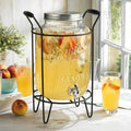 2 Gallon Glass Drink Dispenser for Parties - Stand & Leakproof Spigot