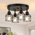 4-Light Kitchen Light Fixtures Ceiling Mount - Adjustable Matte Black