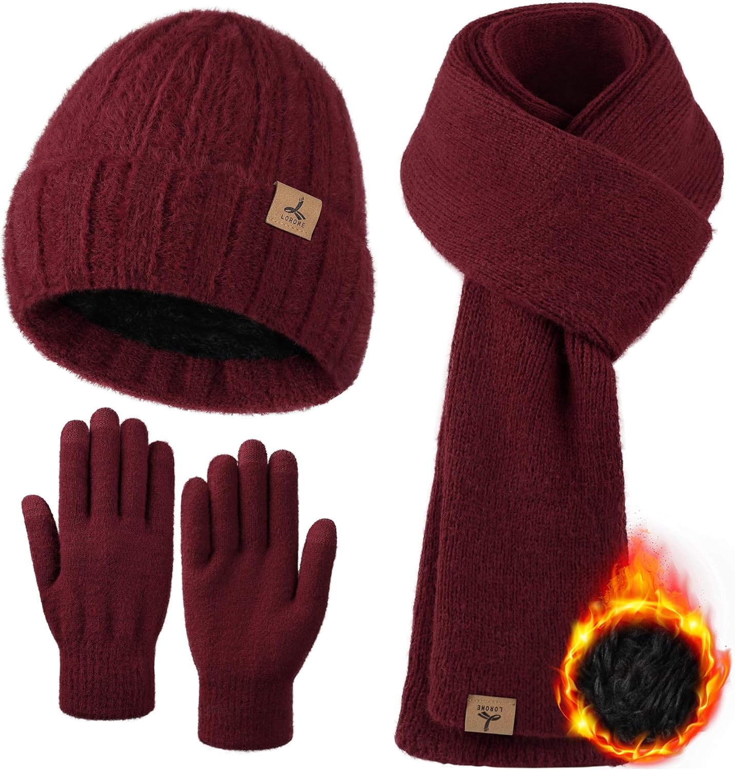 Winter Beanie Hat Scarf Gloves Set for Women - Cozy & Stylish