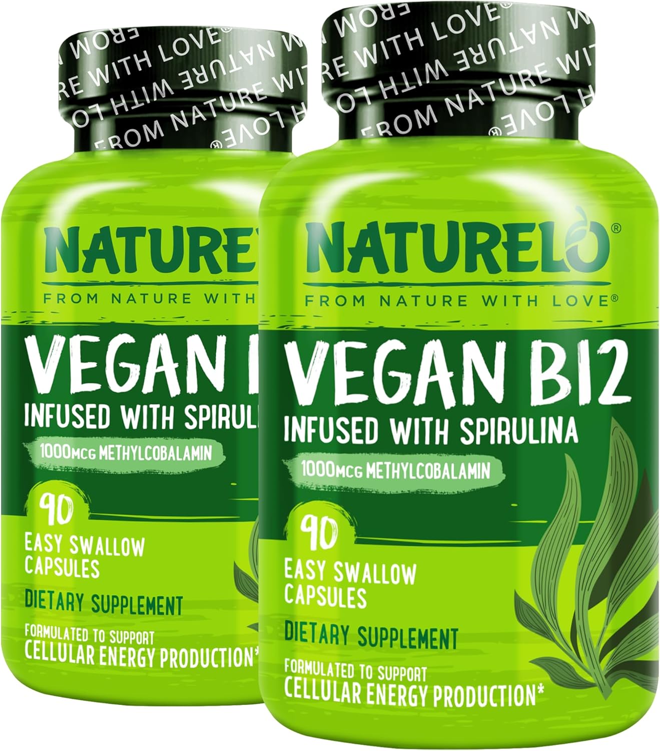 NATURELO Vegan B12 Methyl B12 with Organic Spirulina 90 Capsules