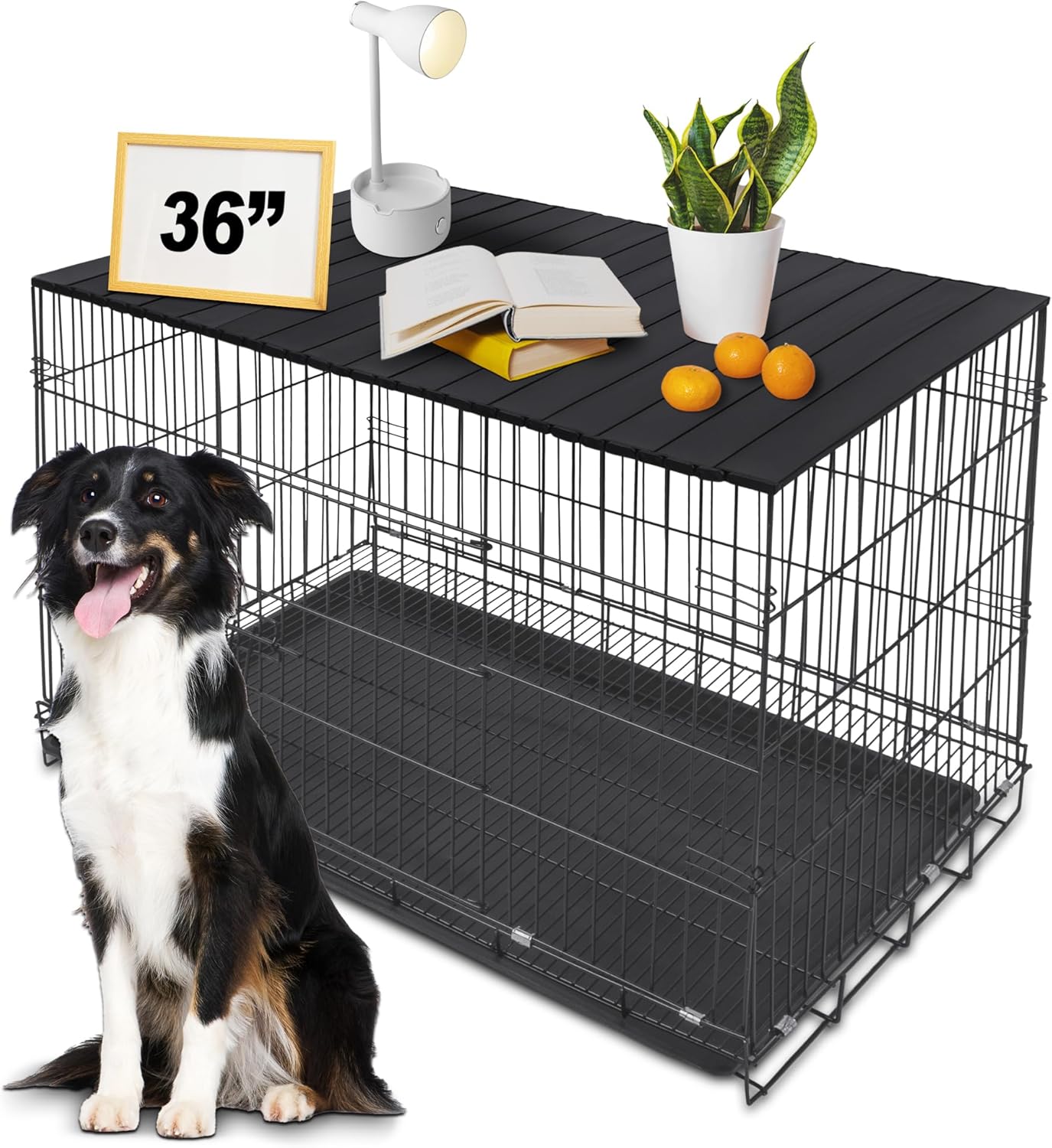 Dog Crate Topper with Magnets for 36 Inch Crate - Stylish Storage