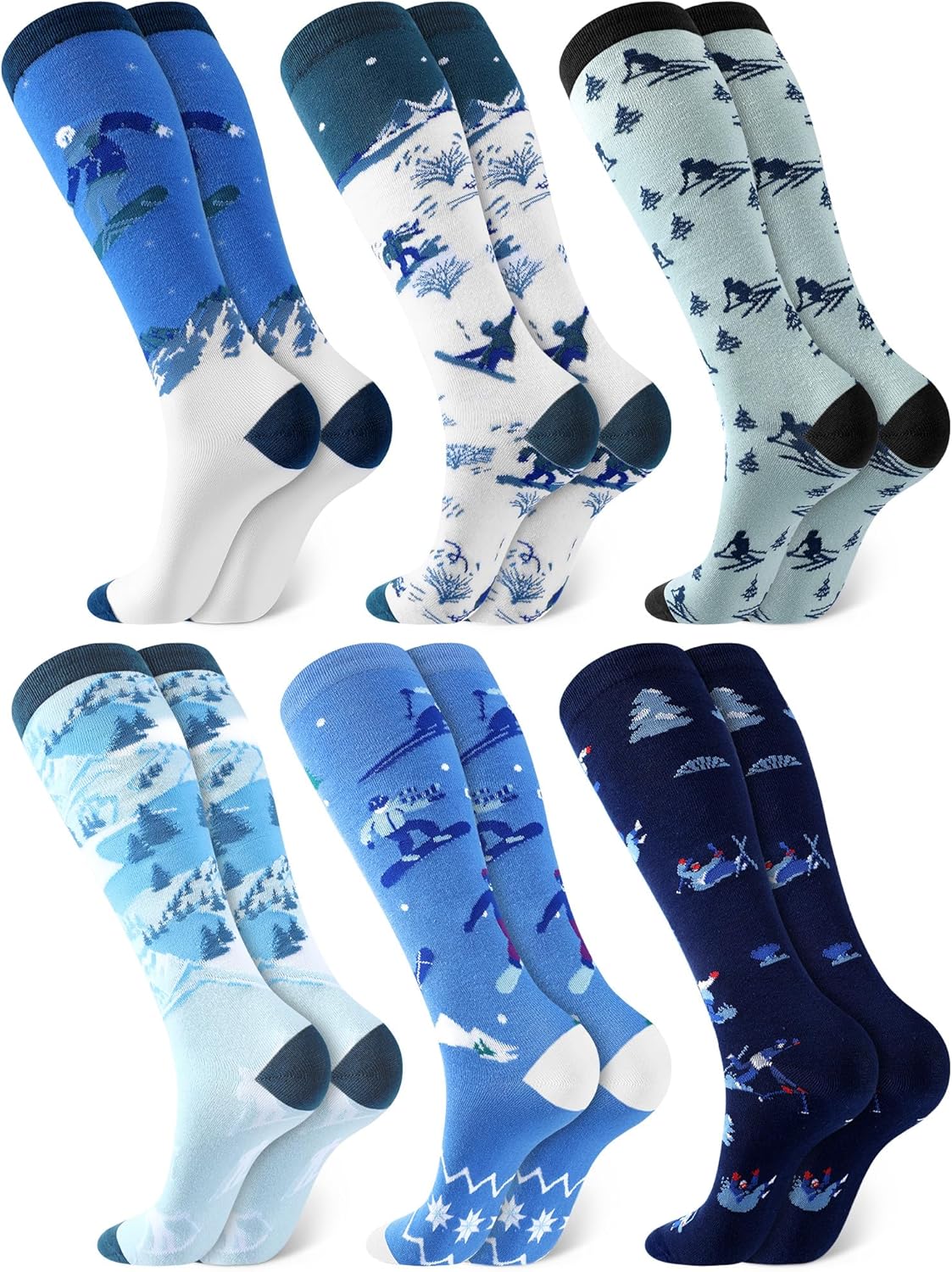 Toulite Ski-Themed Over-the-Calf Socks Set