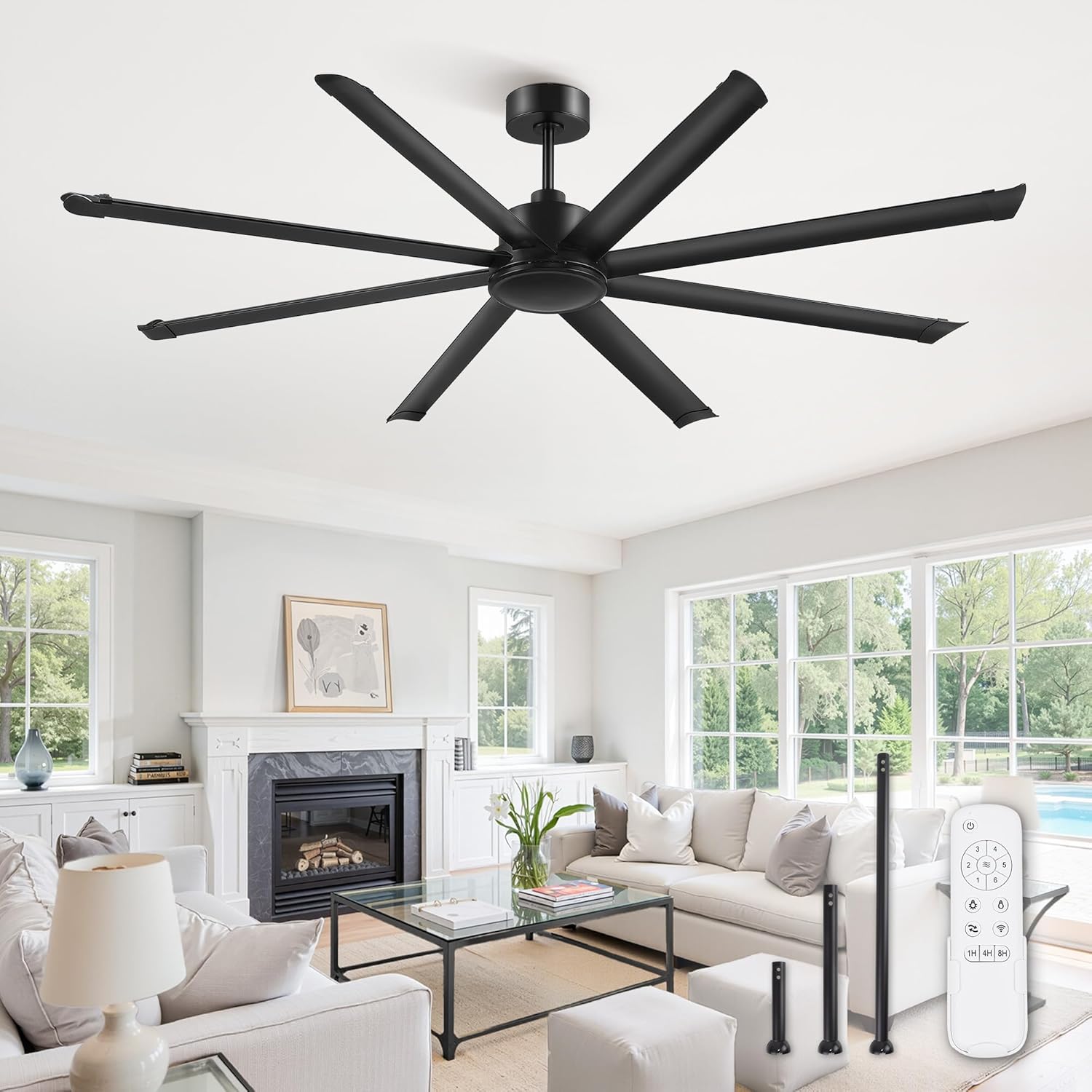 ZMISHIBO 84 Inch Large Industrial Ceiling Fan for Indoor Outdoor