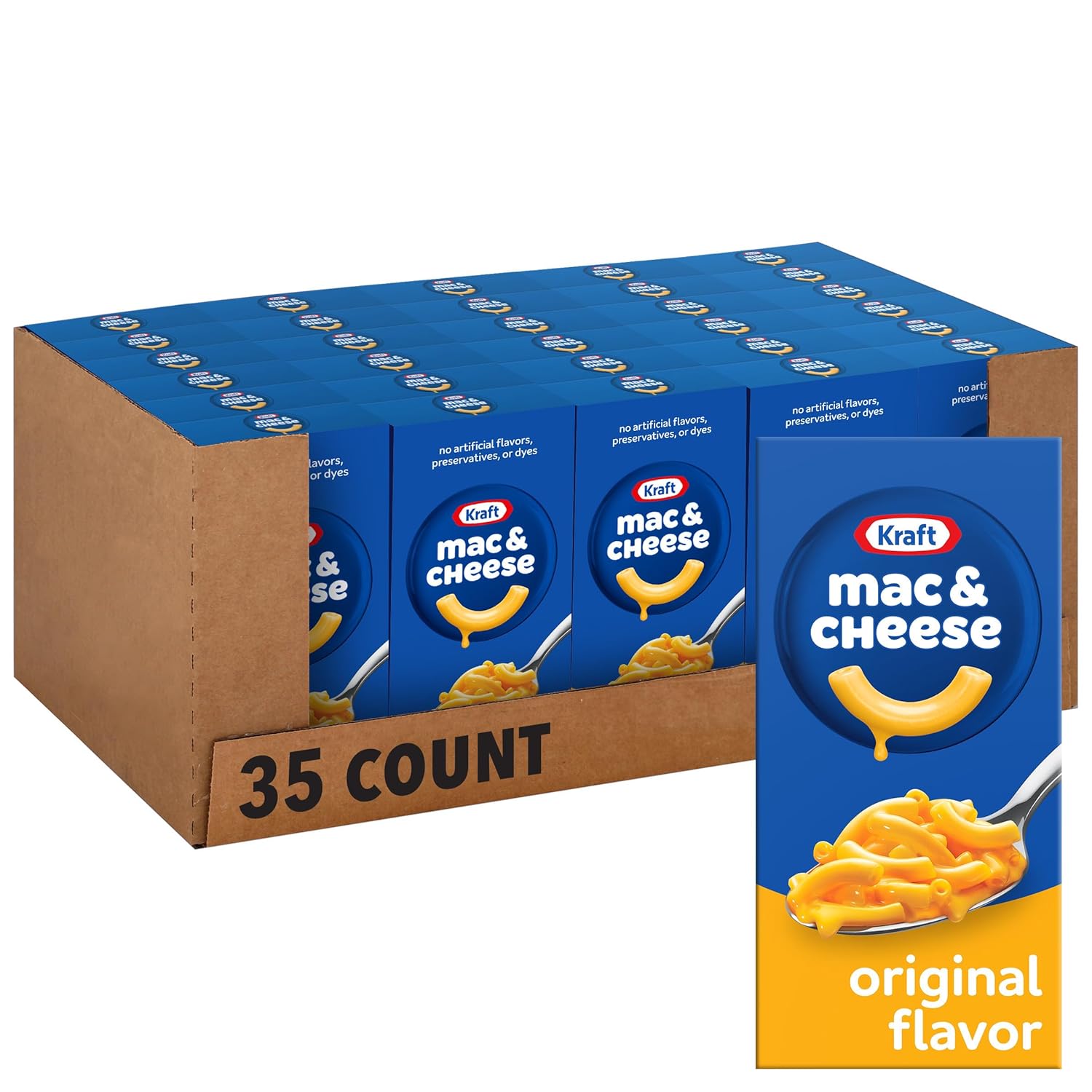 Kraft Original Mac & Cheese Dinner, 35 ct Pack of Comfort