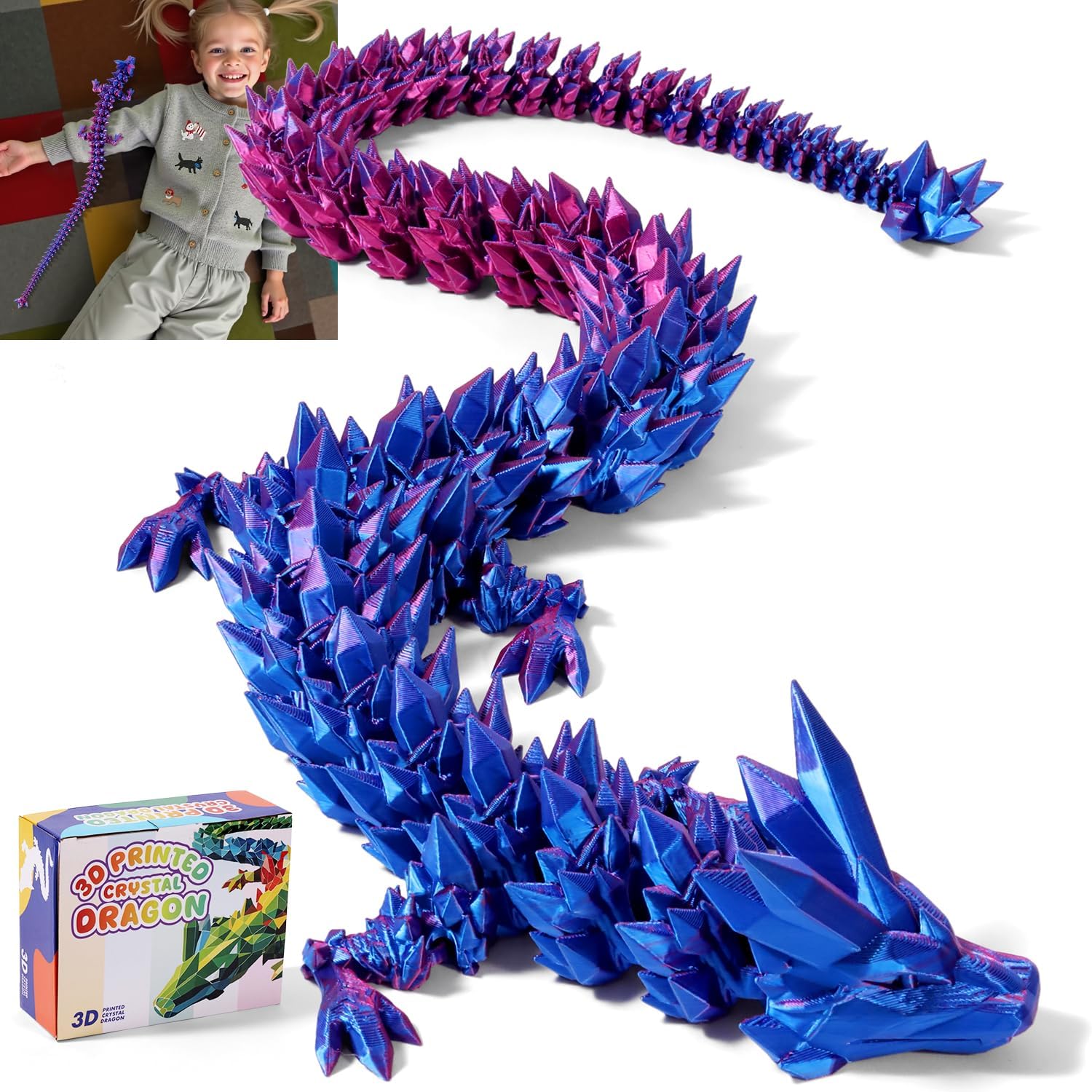 31.5 Inch Large 3D Printed Dragon Fidget Toy for Home Decor