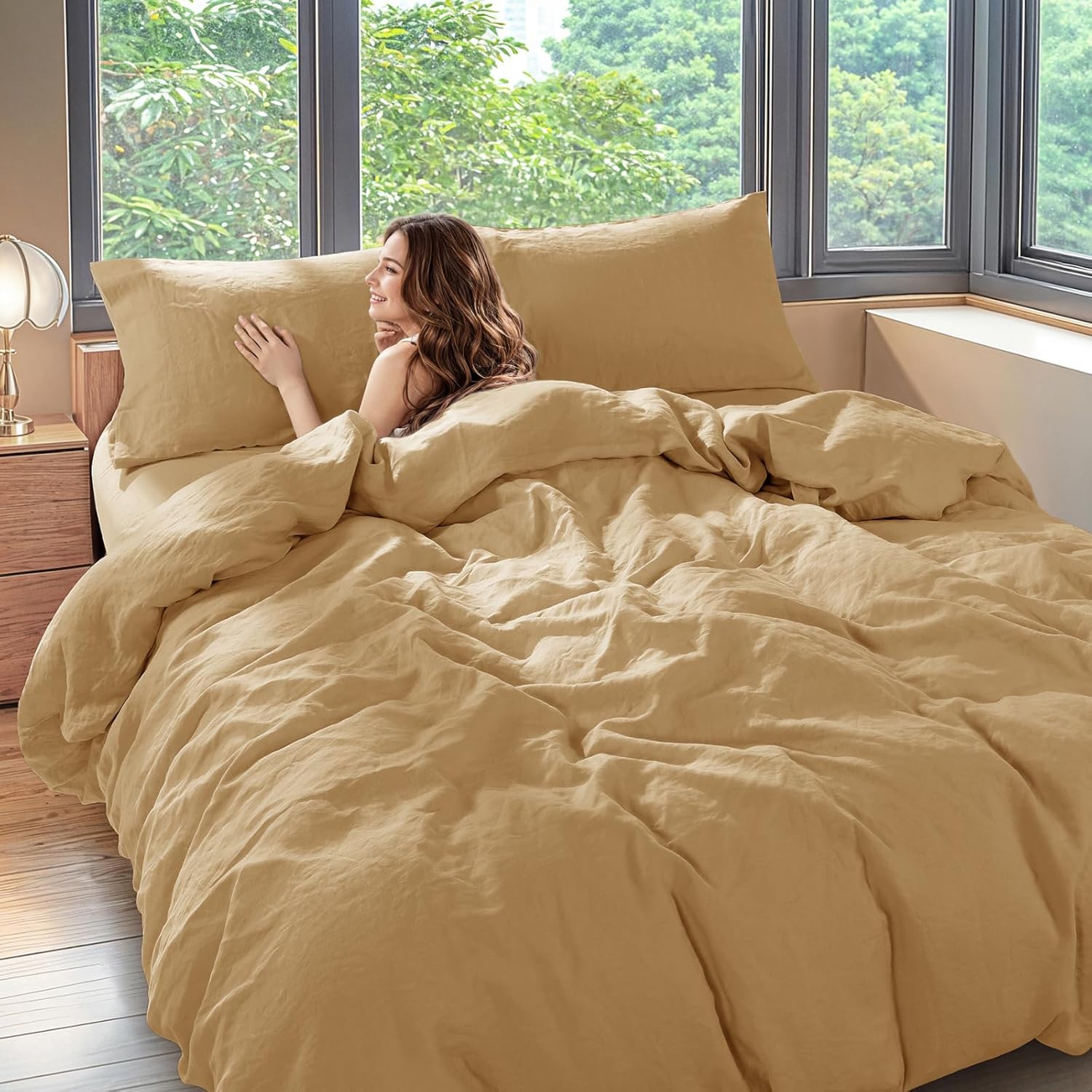 Luxury 100% Linen Queen Duvet Cover Set for Ultimate Comfort