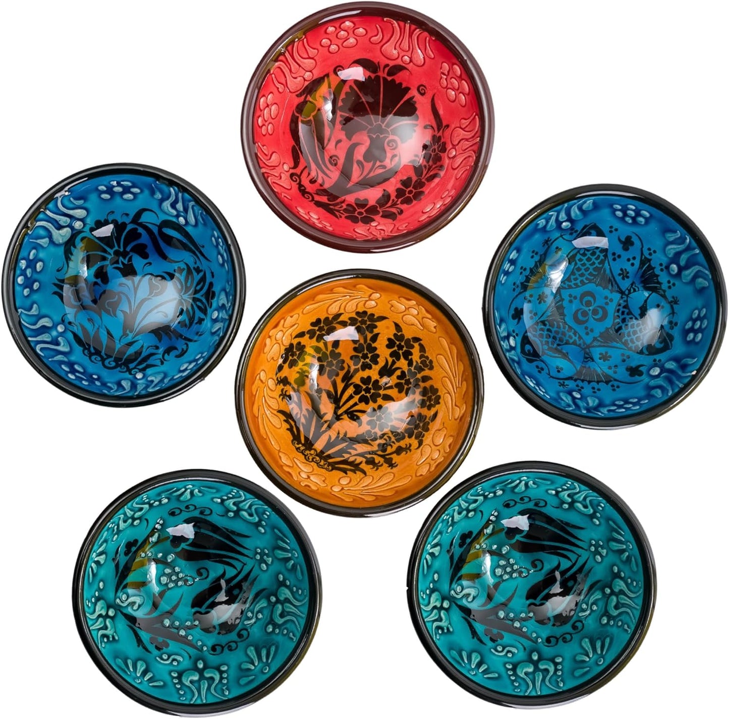 BCS Ceramic Pinch Bowls Set of 6 - Colorful Handmade Dishes