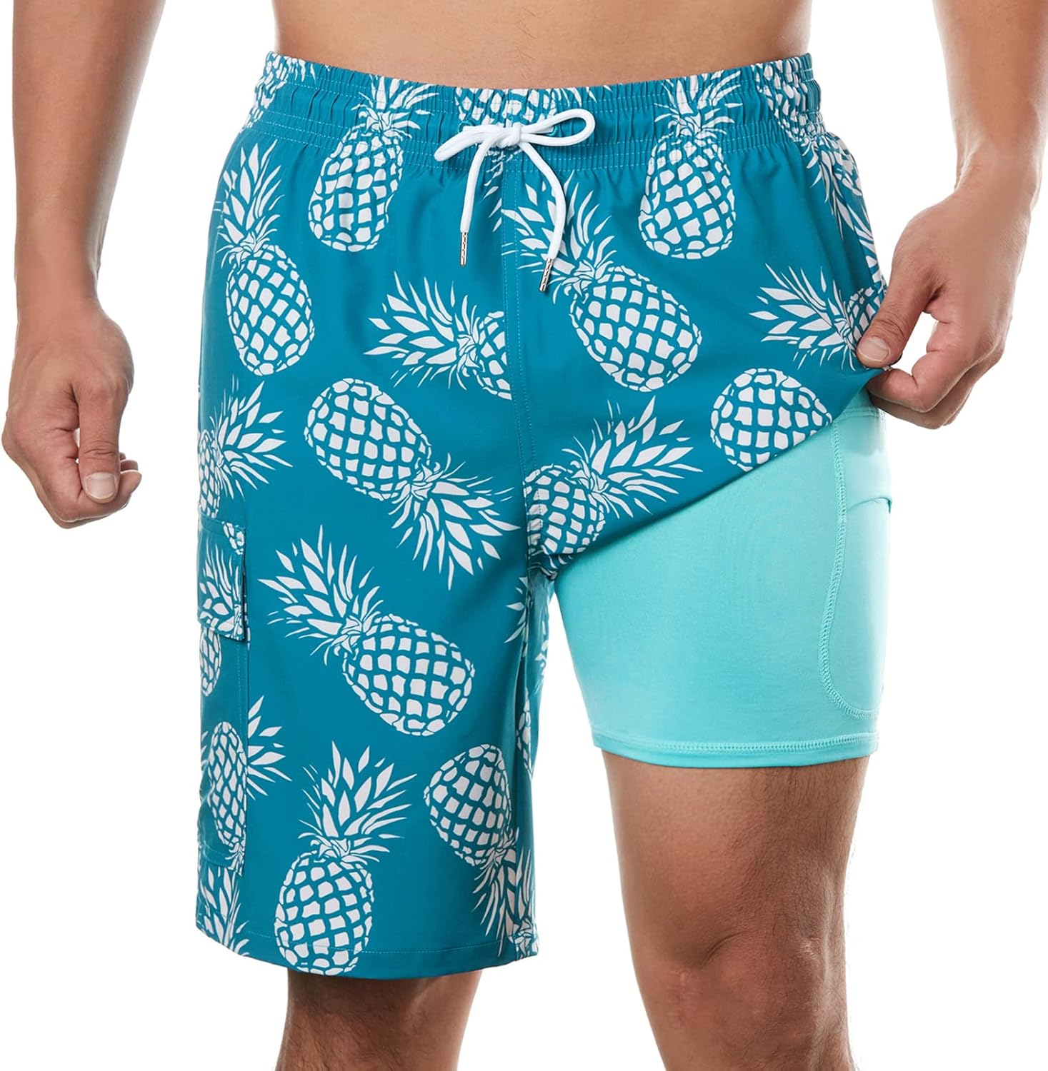 BRISIRA Mens Swim Trunks with Compression Liner for Comfort