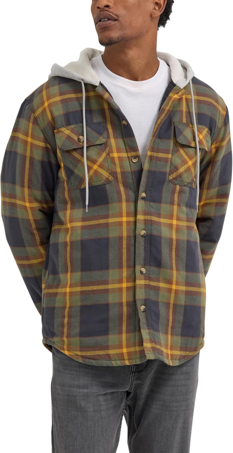 Wrangler Authentics Men's Long Sleeve Quilted Flannel Shirt Jacket