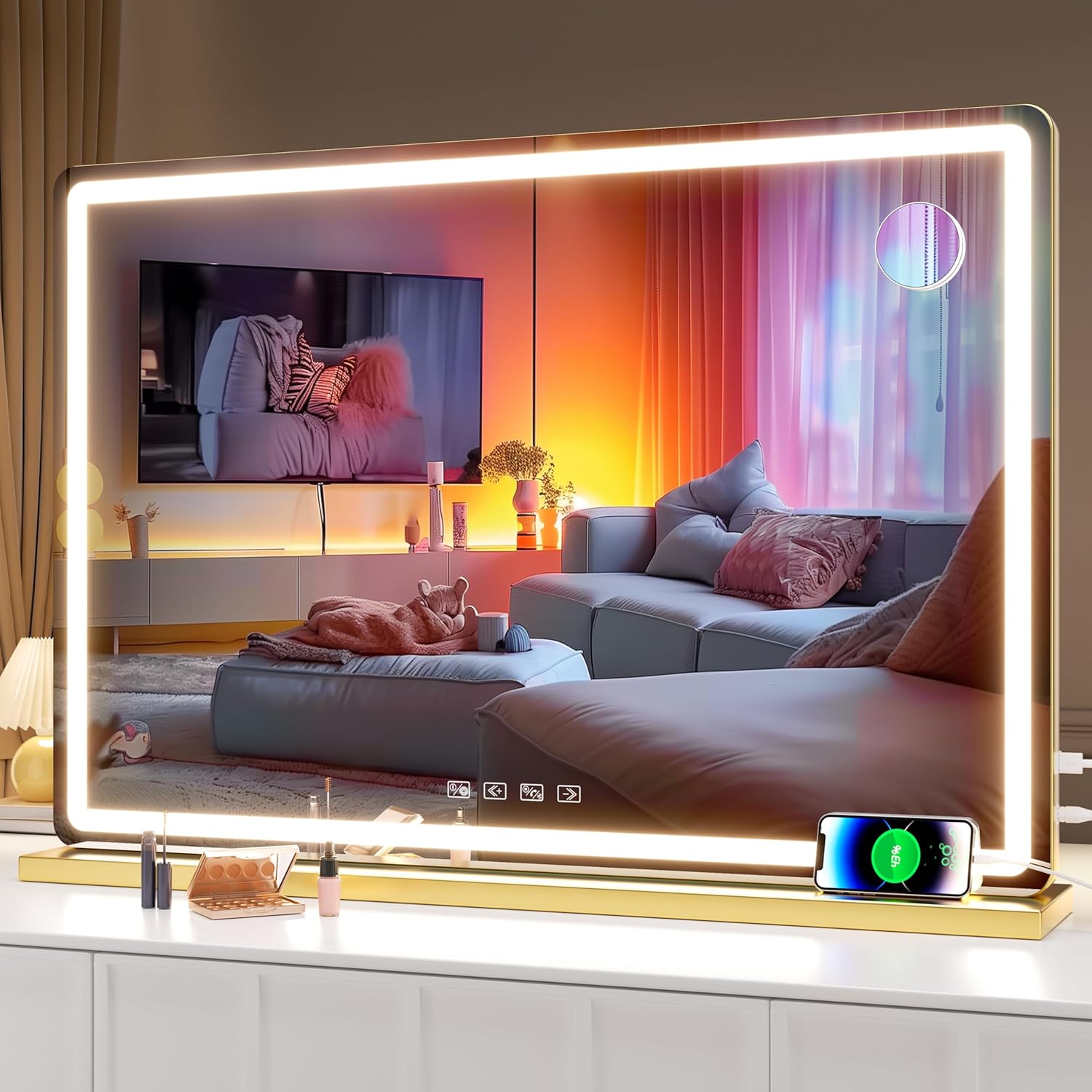 Hasipu Vanity Mirror with Lights and Bluetooth Speaker for Makeup