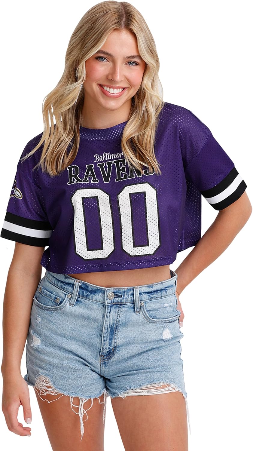 FOCO Women's NFL Ladies Fashion Gameday Jersey Mesh Crop Top