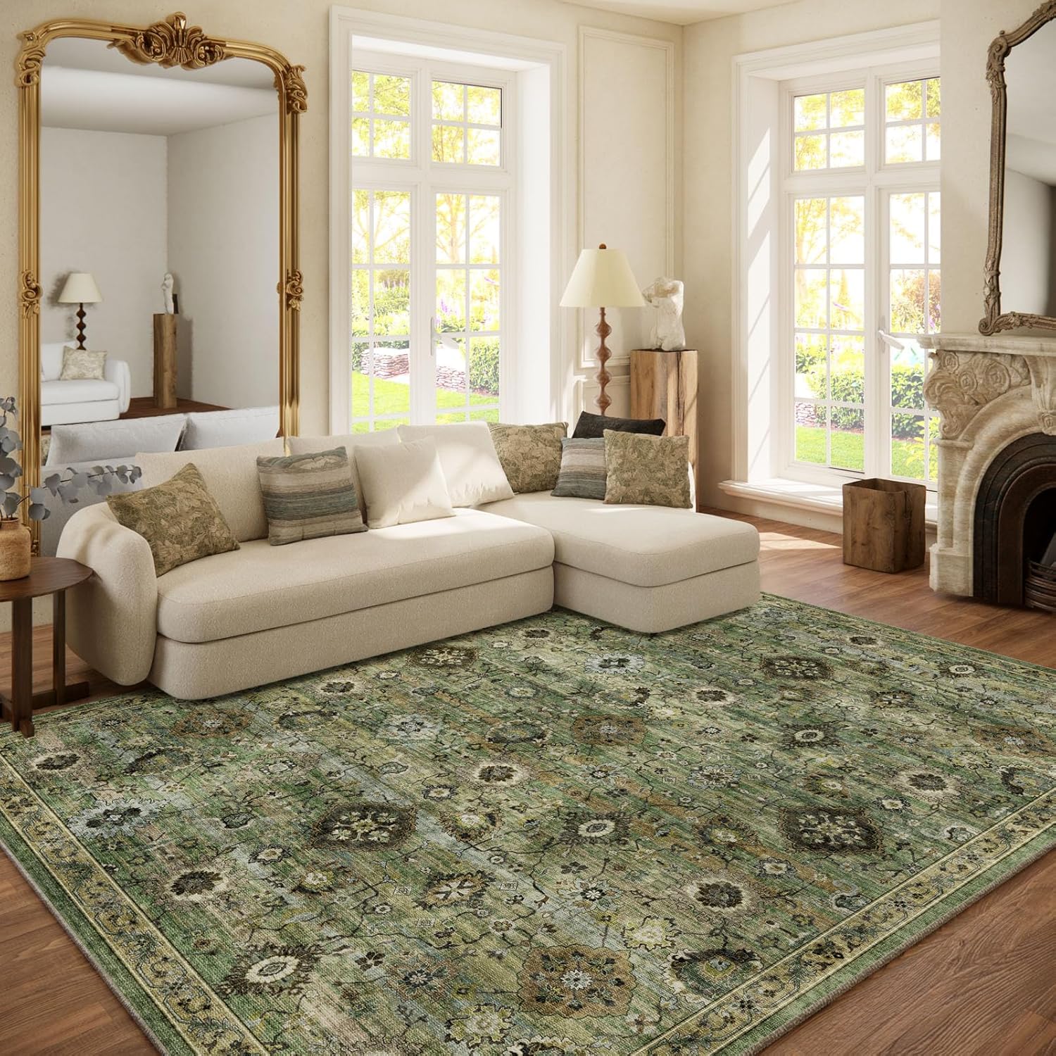 Washable Area Rugs for Living Room: Soft Non-Slip 6x9 Rug