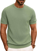 Mens Crewneck Knit Tee Short Sleeve Casual Shirt - Comfortable Classic