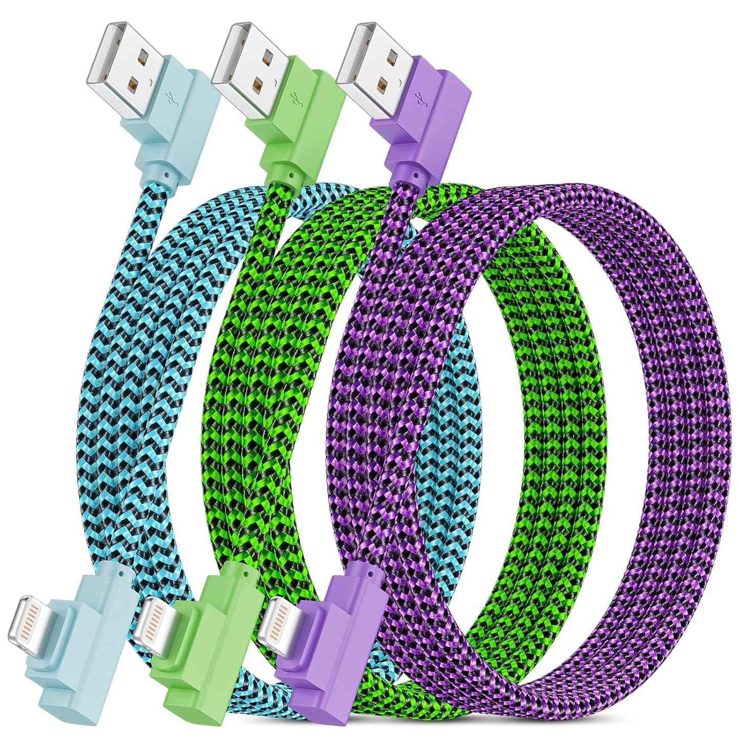 Fast Charge 10ft 90 Lightning Cable 3 Pack