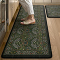 Collive Anti Fatigue Kitchen Rugs Set of 2 - Cushioned Floral Runner