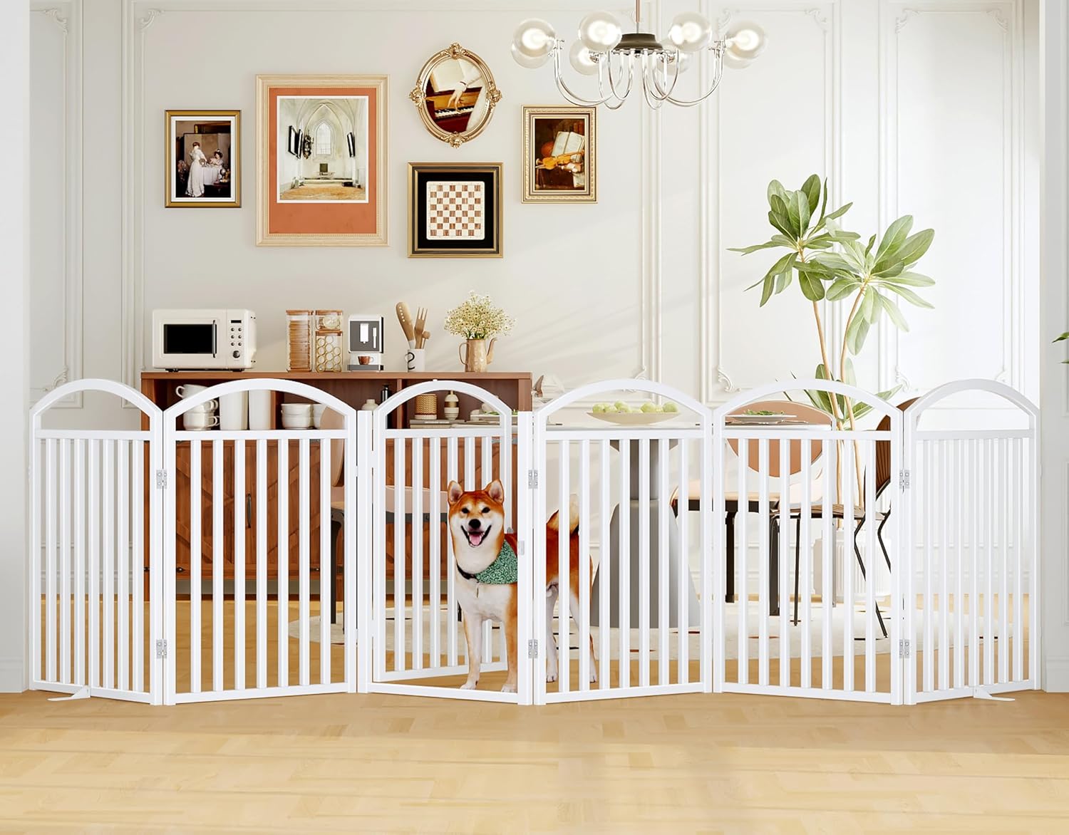Folding No-Assembly Freestanding Dog Gate for Pets and Puppies