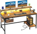 47.2 in Office Desk with Power Outlet & Monitor Stand - Space-Saving