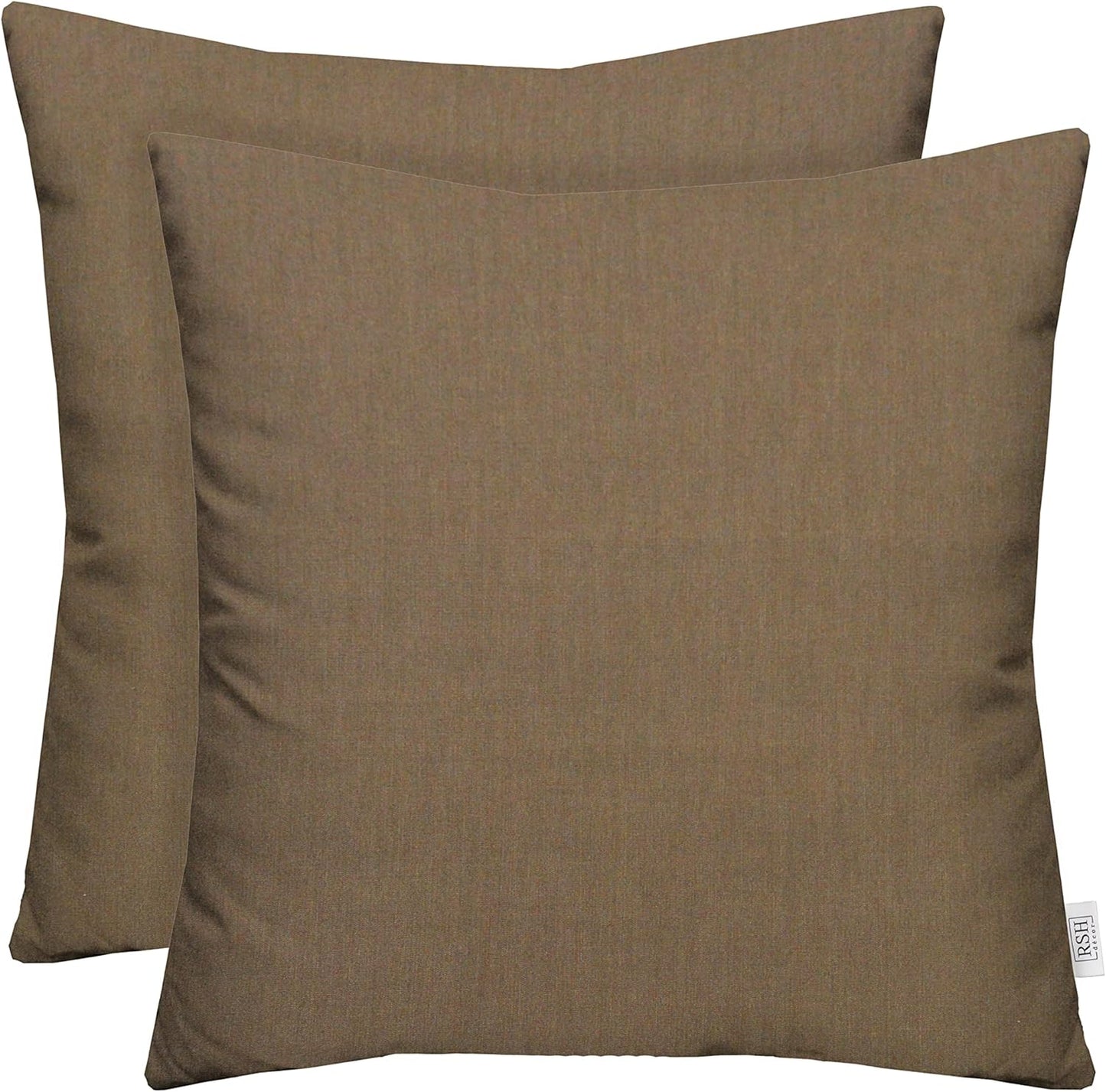 Sunbrella Square Throw Pillows Set of 2 | 17in x 17in | Taupe