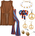 Women's 60s 70s Decades Hippie Costume Outfit - 7-Piece Set ZeroShop
