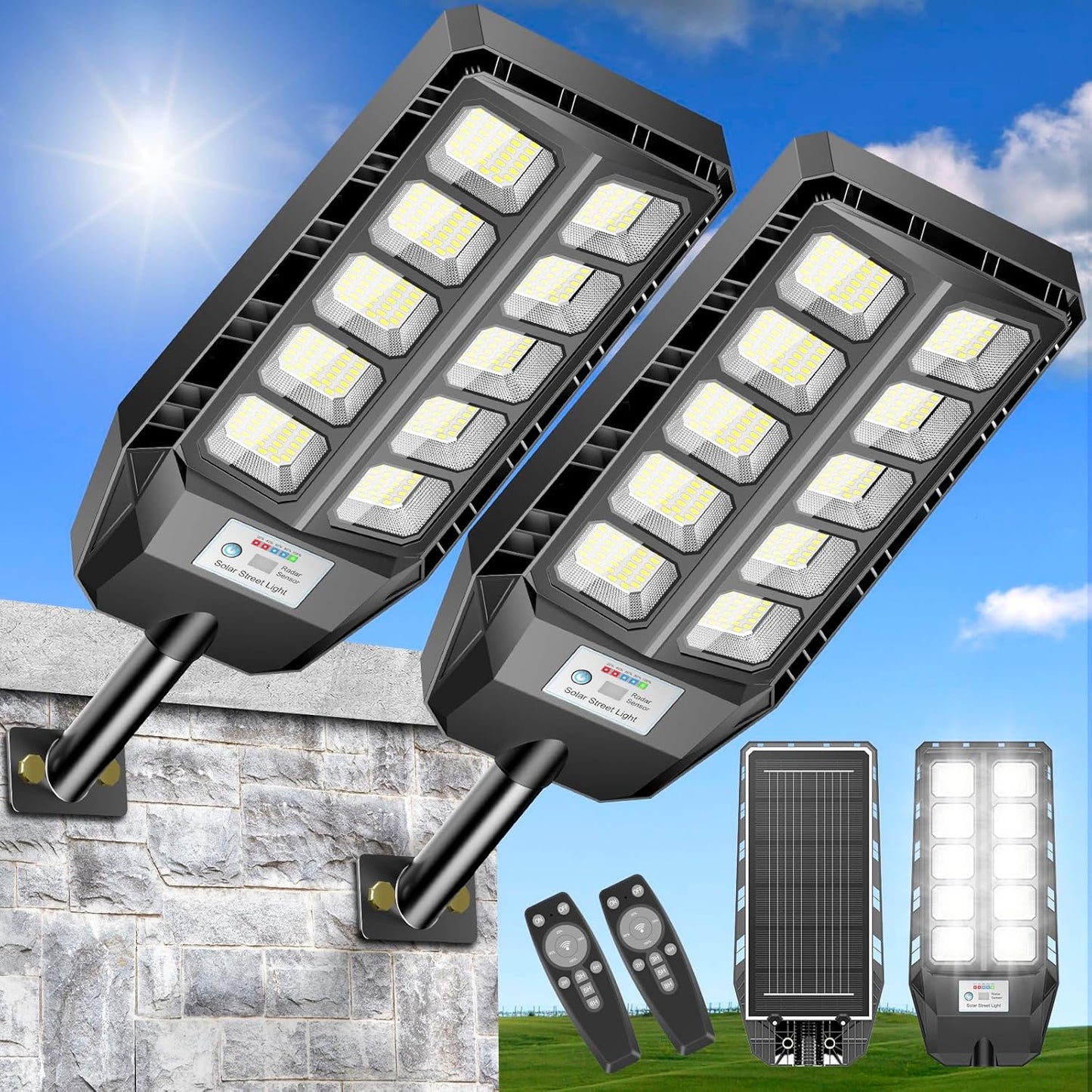 CEDIO 6500W Solar Lights Outdoor with Motion Sensor for Yard