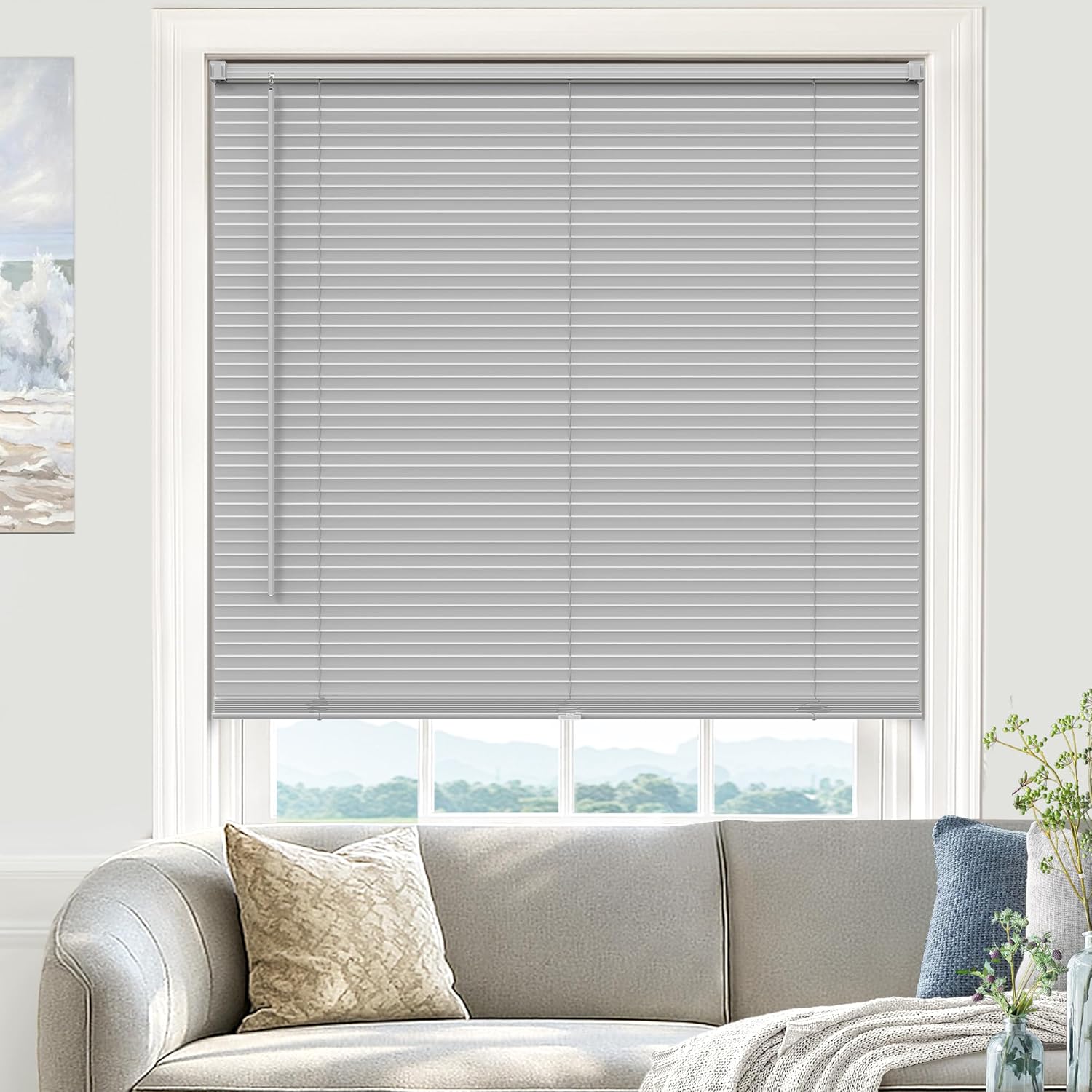 100% Privacy L-Shaped Blades Mini Blinds for Indoor Windows