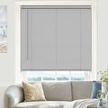 1in Vinyl Cordless L-Shaped Mini Blinds for 28in x 64in Window - Grey