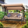 NOBLEMOOD Patio Porch Swing 3-Seat with Adjustable Canopy