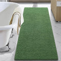 Luxury Bathroom Runner Rug 24 x 60 in Green - Soft Plush Chenille