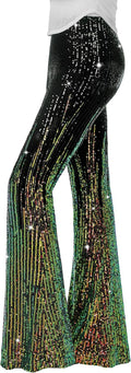 Nawgut Sequin Flare Pants Sparkly High Waisted Bell (Style HCWZ)