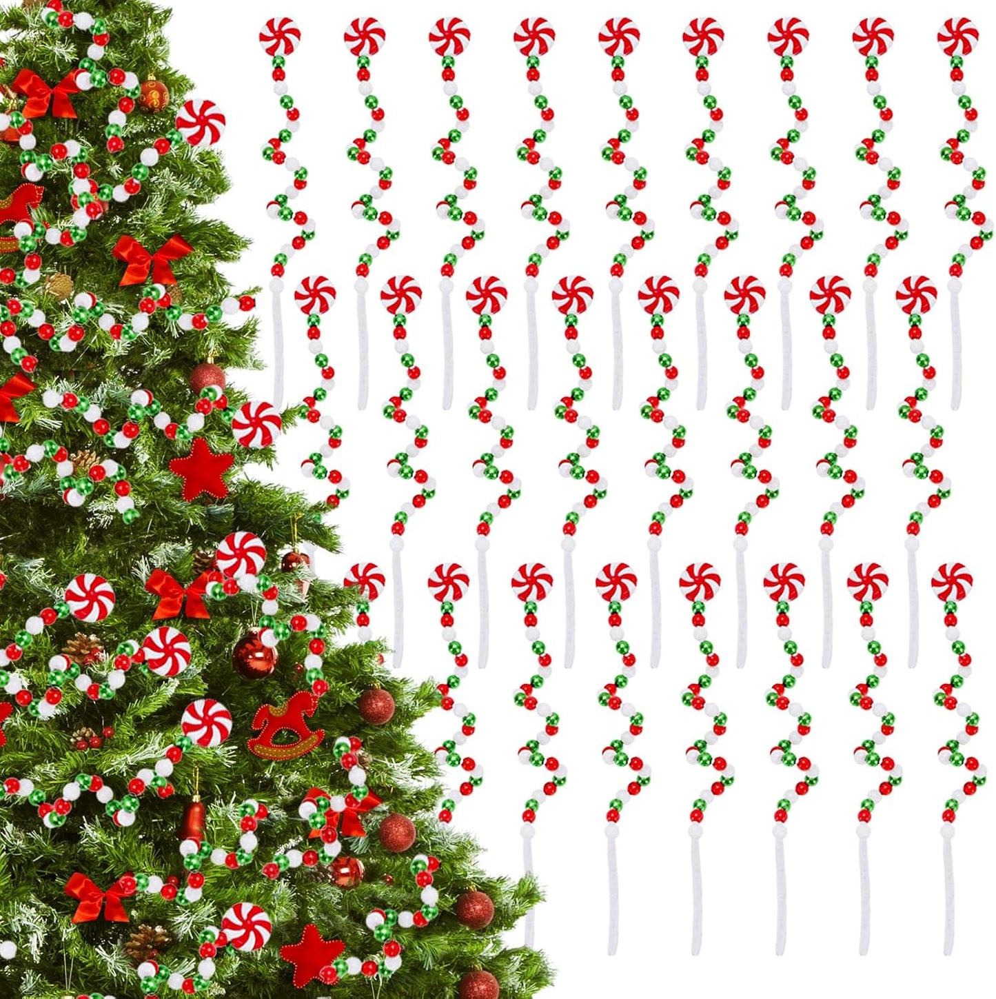 Whaline Christmas Curly Picks Set - Festive Tree Topper & Ornament