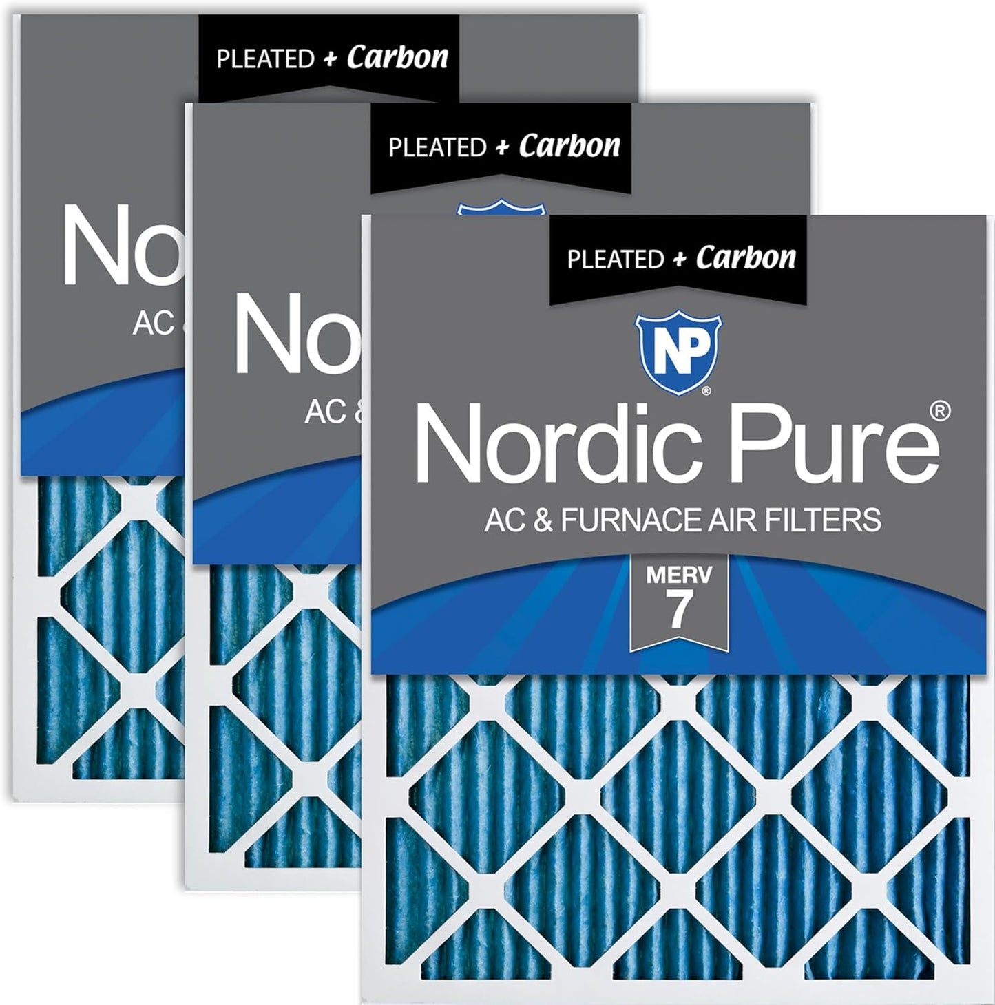 Nordic Pure 14x14x1 Pleated Air Filters with Carbon for Odor Control