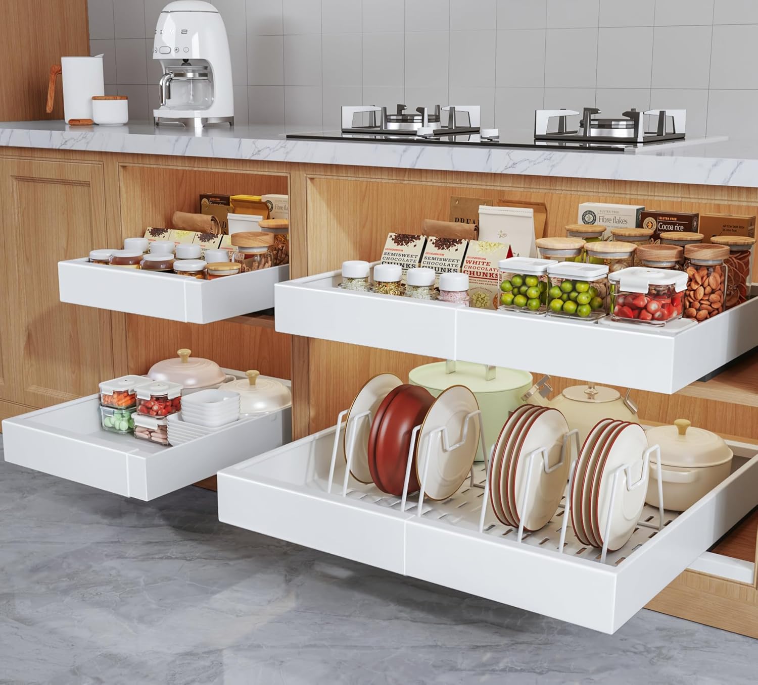 Expandable Pull Out Cabinet Organizer for Framed Cabinets