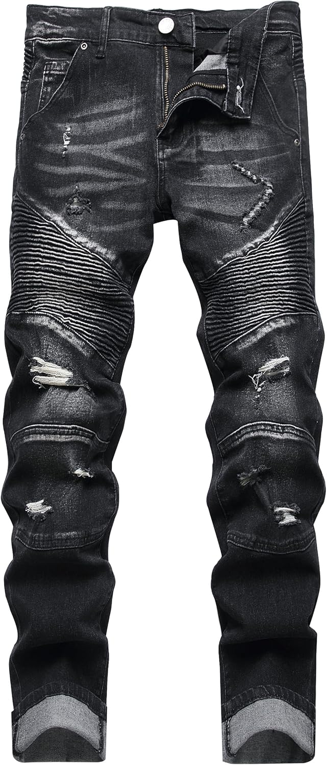 XIMXIMMTIAN Men's Biker Moto Distressed Slim Fit Jeans Review