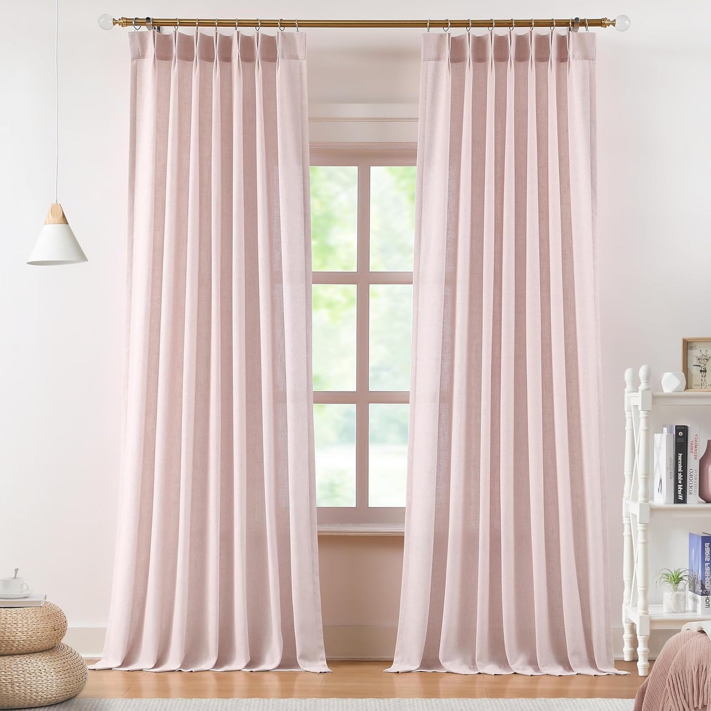 Soft Pink Pinch Pleated Semi Sheer Curtains for Elegant Spaces