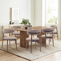 Wooden Dining Chairs Set of 6 - Modern Fabric Upholstered Kitchen