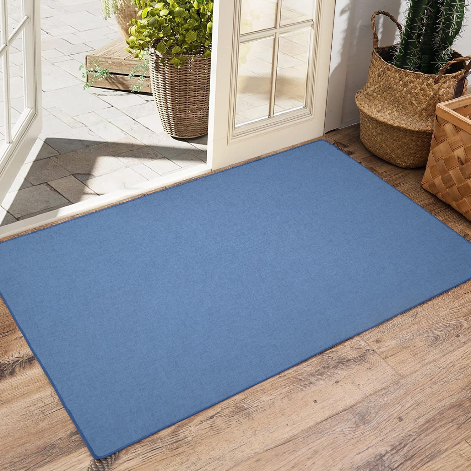 Ultra Thin Bathroom Rug for Seamless Door Fit and Absorbency