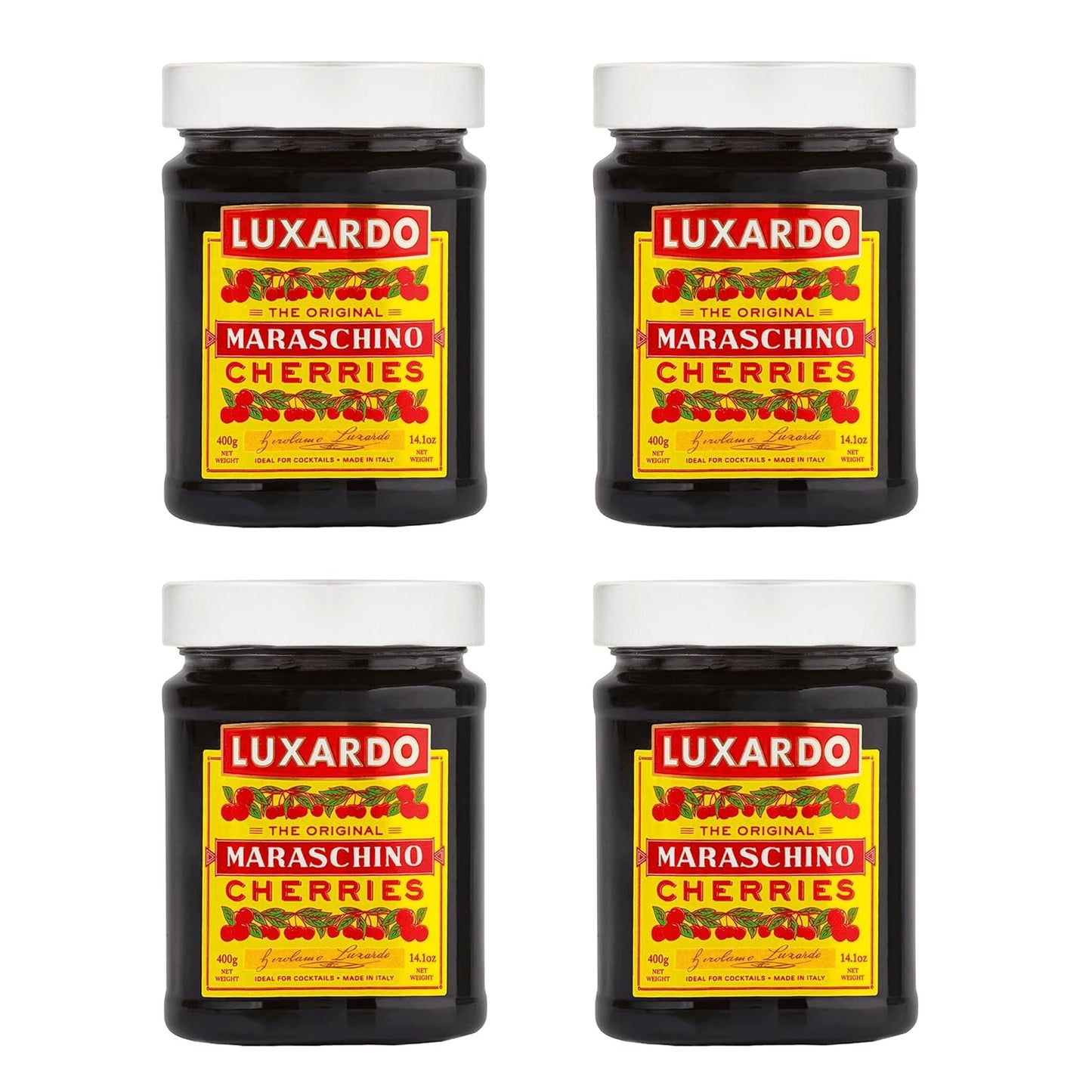 Luxardo Maraschino Cherries for Cocktails and Desserts - Pack of 4