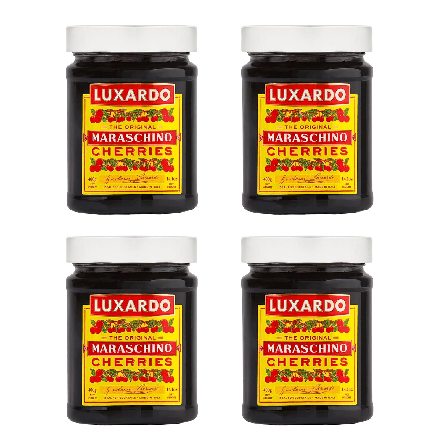 Luxardo Maraschino Cherries for Cocktails and Desserts - Pack of 4