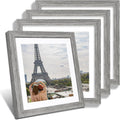 12x12 Picture Frame Set of 4 - Quality Glass & Grey Wood Frames